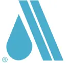 A blue logo of an arrow and water drop.